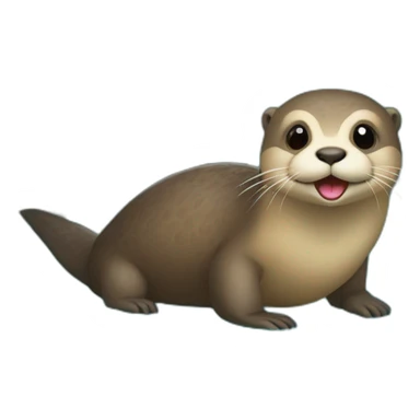 Loutre sur tortue avec oiseau sticker