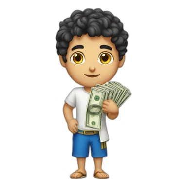 A serious Greek boy counting money  sticker