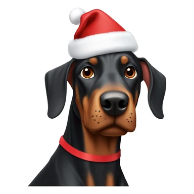 Doberman with Christmas hat sticker