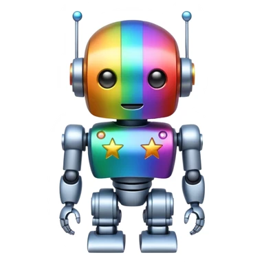 robot that has rainbow colors and stars for eyes sticker