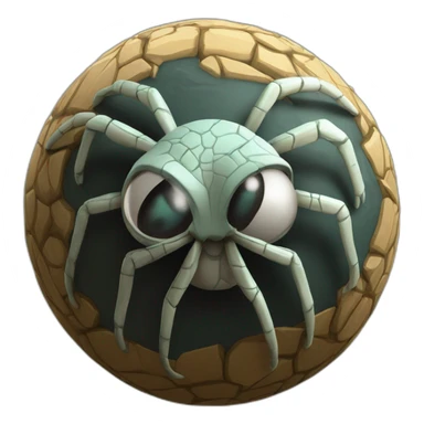 3d sphere with a cartoon Cave Spider skin texture with Eye of Horus sticker