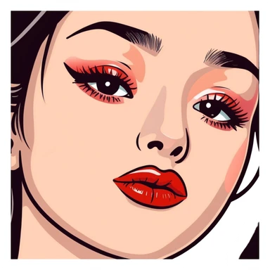 full glossy pouty baddie lips with lip liner sticker