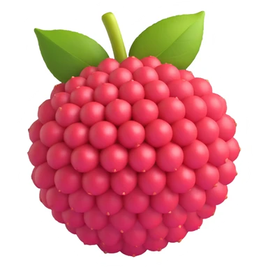 3D iOS style litchi, whole and unpeeled, bumpy red skin, subtle shadow sticker