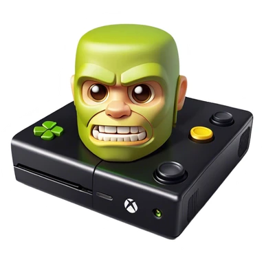 Clash of Clans aesthetic: Cinematic Playful Xbox 360 Console Portrait Emoji, rendered in a 3D vector-style similar to standard emojis with minimal shading and bold, simplified shapes. A compact, distinct form with signature details, softly glowing with a modern gaming energy charm. Simplified yet unmistakably iconic, highly detailed and consistent, glowing with a soft radiance and high shine. Stylized with a touch of next-gen innovation and a soft glowing outline, capturing the essence of a beloved gaming relic with a friendly, playful manner! sticker
