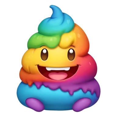 rainbow poop emoji monster sticker