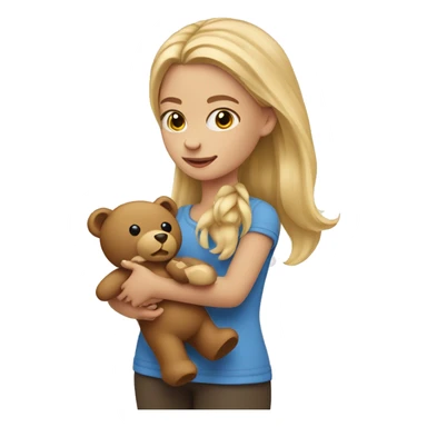 Blonde girl holding a teddy bear sticker