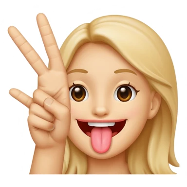 Grinning face with tongue holding up a hand making a peace sign sticker