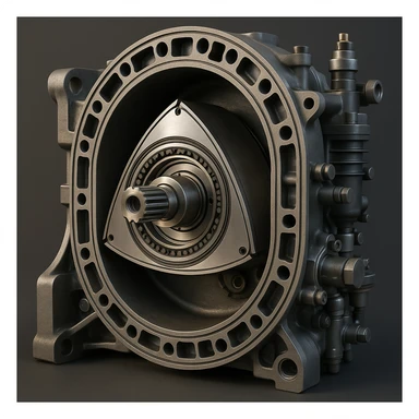 3D render style of a Wankel rotary engine sticker