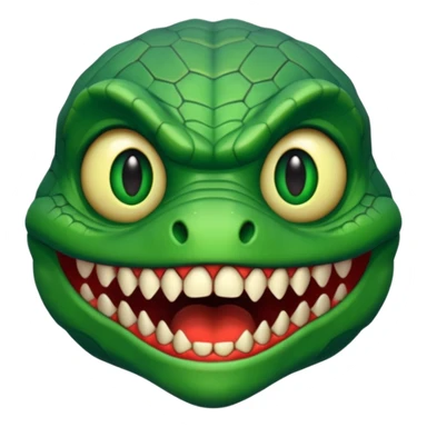 Reptilian humanoid, sharp teeth, small horror emoji, no background sticker
