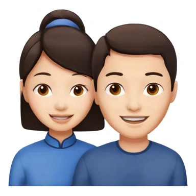 Asian brunette couple  sticker