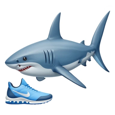 Requin avec trois chaussures nike bleu au pied sticker