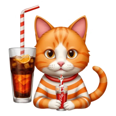 cat drinking a coke sticker