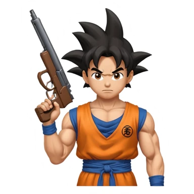 Goku with a gun sticker