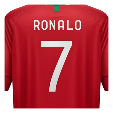 Create back side jersey of Portugal football team of red colour. Name "RONALDO" sticker