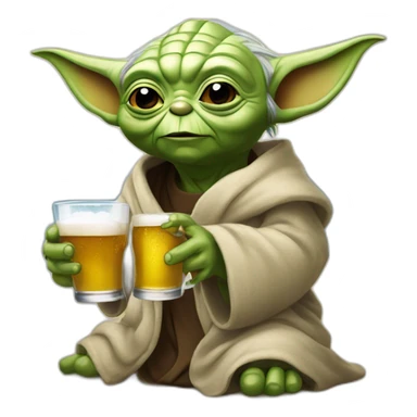 Yoda buvant de la biere a la plage sticker