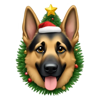German shepherd with christmas tree  sticker