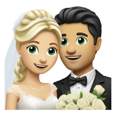 Pretty blonde bride and handsome Italian groom with black hair sticker