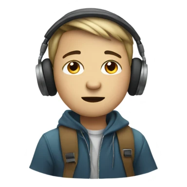 boy listening to music sticker