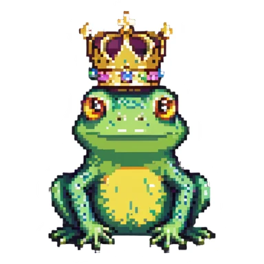 frog wearing a crown sticker