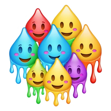 MultiColorful psychedelic melting dripping emojis sticker