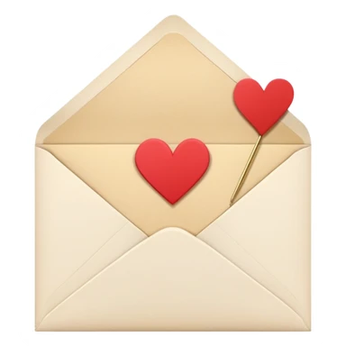open envelope with a decorative invitation card slightly popping out, showing a heart or star icon sticker