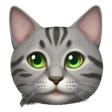 Chunky grey tabby cat with green eyes sticker