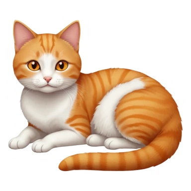 full body tiny short hair ginger and white cat with orange eyes lying down sticker