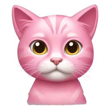 pink cat with sassy style and girlish hair sticker