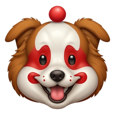 dog staff with a clown nose sticker