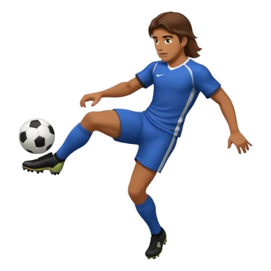 Long Haired Football Players, Male player with long hair kicking ball sticker