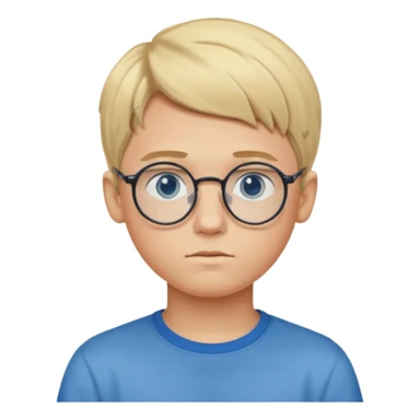 Blonde teen boy with medium short middle parted hair,blue eyes, round Glasses looking judging to the Side sticker