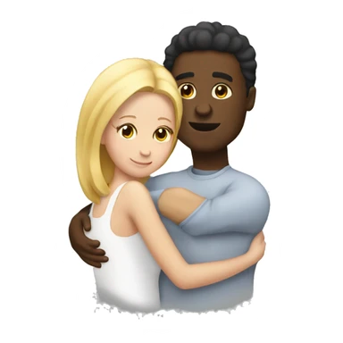 black male hugging curvy white female sticker