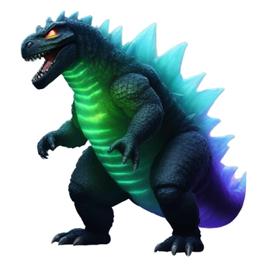 Dark iridescent godzilla glowing sticker