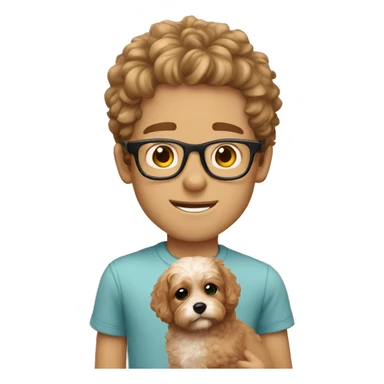 Caucasian boy with glasses and cavapoo sticker