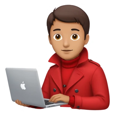 Man in red coat, laptop sticker