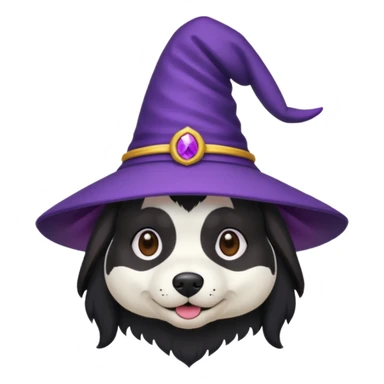 dog wear purple wicth hat sticker