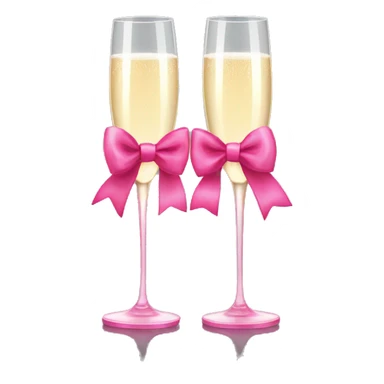 2 champagne glasses with pink bows on them sticker