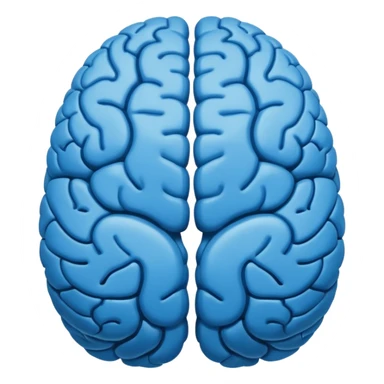 A highly minimalist, clean icon. The icon is a single playing card or tarot card, shown from the back side (face down). The card is oriented vertically (portrait). integrate a stylized, symmetrical human brain. Blue color sticker