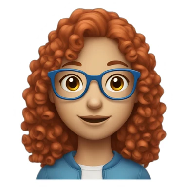 a cute girl with curly red hair and blue glasses sticker