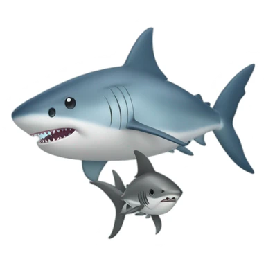 fish with a big shark in the sea sticker