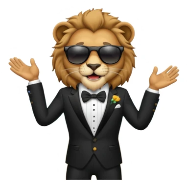 Lion that is singing in a tuxedo at the beach  sticker