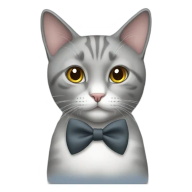Grey cat using a bow tie  sticker