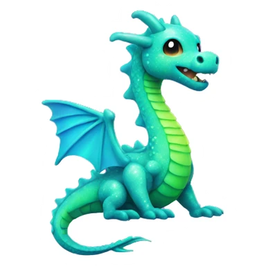 Kawaii neon glitter sea dragon emoji    sticker