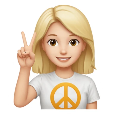 smiling girl with peace sign\ sticker