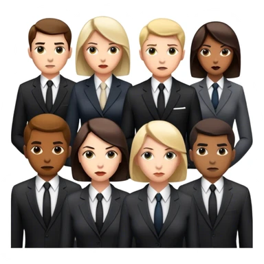 A group of secret intelligence agents in formal suits, with one being a woman and the rest being men. They appear serious, professional, and mysterious, working together as a team sticker