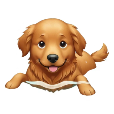 Dark red golden retriever swimming in a pool surrounded by trees sticker