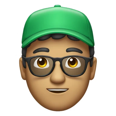 personaje blanco con gorra verde y lentes morados y cabello medio ondulado sticker