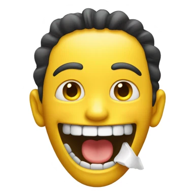 Smiling emoji with yellow bone in its mouth sticker