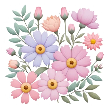 framed pastel and pink pressed florals sticker