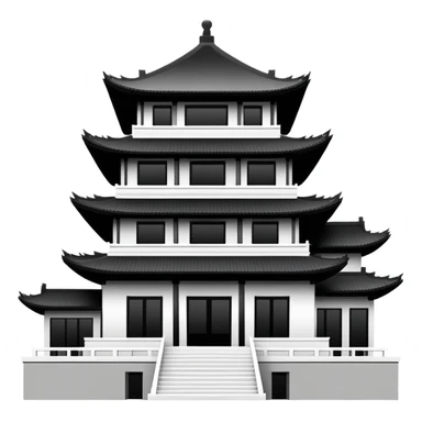 Ultra minimalist Chinese building icon, single-color silhouette, very simple outline sticker
